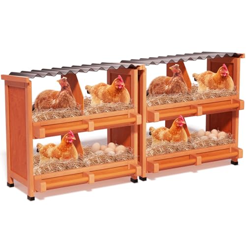 Hühner-Nistkästen, 8 Fächer, Holz-Nistkästen für Hühner, Legeboxen für Hühner, Enten, Geflügel, schützt Eier, Hühnerstall, einfache Eiersammlung (8 Löcher) von RUDCXDY