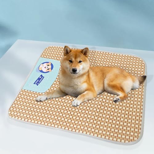 Kühlmatte für Hunde, Sommer, waschbar, kühlendes Haustier-Eiskissen, Rattan-Matte, Nest, Haustier, gewebt, atmungsaktiv, quadratisch, Sommer, Bambus, selbstkühlende Unterlage, Haustier-Schlafmatte für Kühlmatte für Hunde, Sommer, waschbar, kühlendes Haustier-Eiskissen, Rattan-Matte, Nest, Haustier, gewebt, atmungsaktiv, quadratisch, Sommer, Bambus, selbstkühlende Unterlage, Haustier-Schlafmatte für von RUDFUZ