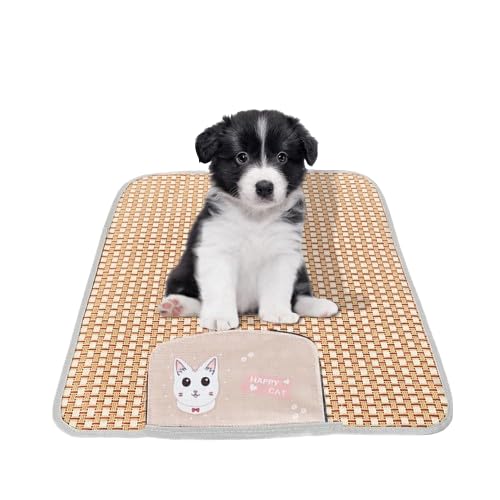 Kühlmatte für Hunde, Sommer, waschbar, kühlendes Haustier-Eiskissen, Rattan-Matte, Nest, Haustier, gewebt, atmungsaktiv, quadratisch, Sommer, Bambus, selbstkühlende Unterlage, Haustier-Schlafmatte für Kühlmatte für Hunde, Sommer, waschbar, kühlendes Haustier-Eiskissen, Rattan-Matte, Nest, Haustier, gewebt, atmungsaktiv, quadratisch, Sommer, Bambus, selbstkühlende Unterlage, Haustier-Schlafmatte für von RUDFUZ