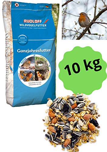 Rudloff Wintermix 10 kg Sack Mischfutter für Vögel | Wintervogelfutter Sommerfutter Wildvögel wildvogelfutter Winter | Streufutter mit gestreifte Sonnenblumenkerne Erdnusskerne Futterhanf von Guoml