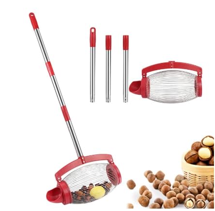 Nußsammler mit Seitenöffnung und verstellbarem Griff, Rollsammler Nut Collector Mit Beigefügte Aufbewahrungstasche, Apfelsammler für Helfen, Nüsse, Kastanien, Walnüsse, Golfbälle und Mehr Zu Sammeln. von RUETERY
