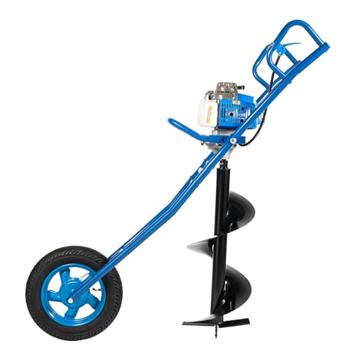 RUETERY 63CC 2-Takt Gasbetriebener Erdbohrer, Benzin Erdbohrer mit Handwagen, Membranvergaser, Post Hole Digger für Schnelle Bodenbohrungen. von RUETERY