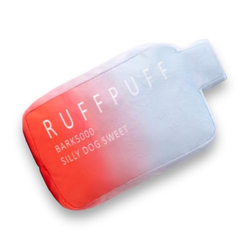 Ruff Puff Hundespielzeug – Lustiges, süßes Plüsch-Hundespielzeug mit Quietscher – Parodie Hundespielzeug – Welpenspielzeug – Hundegeburtstag – lustiges Hundespielzeug (rot) von RUFF PUFF