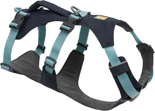 Ruffwear Flagline Hundegeschirr mit Griff, Lleichtes, Verstellbares Gehgeschirr, 3 Leinenbefestigungspunkte, verstärktes Gurtband und starker V-Ring aus Metall Basalt Grey Small von RUFFWEAR