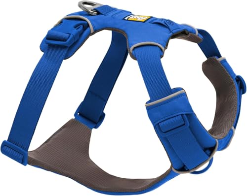 Ruffwear Front Range Hundegeschirr, reflektierendes Y-Geschirr, verstellbares, bequem gepolstertes Alltagsgeschirr für Spaziergänge und Hunderennen, 2 Leinenbefestigungen, Blue Pool L/XL von RUFFWEAR