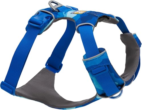 Ruffwear Front Range Hundegeschirr, reflektierendes Y-Geschirr, verstellbares, bequem gepolstertes Alltagsgeschirr für Spaziergänge und Hunderennen, 2 Leinenbefestigunge, Coastal Mountains M von RUFFWEAR
