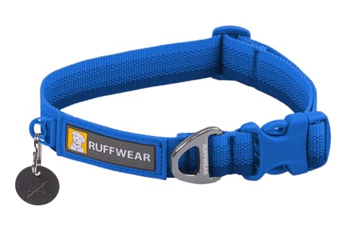 Ruffwear Front Range-Halsband, Hundehalsband mit V-Ring, längenverstellbares Haustier-Hundehalsband, bequemer weicher Stoff, Haustierhalsband mit Hundeleinen-Befestigungsring, Blue Pool 11"-14" von RUFFWEAR