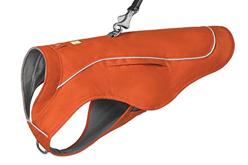 Ruffwear Overcoat Fuse 2-in-1-Kombination aus Hundemantel und -Geschirr, mit Fleece Gefütterte Hundejacke – Canyonlands-Orange, M von RUFFWEAR