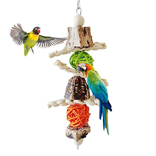 Parrot Swing Kauspielzeug,Sittich-Schaukel-Behang-Ring, Vogel-Zweig, Kauspielzeug für Papageien - Artikel Parrot Bite Pet Bird Toy für Papageientraining Bird Swing Beißspielzeug Ruftup von RUFTUP