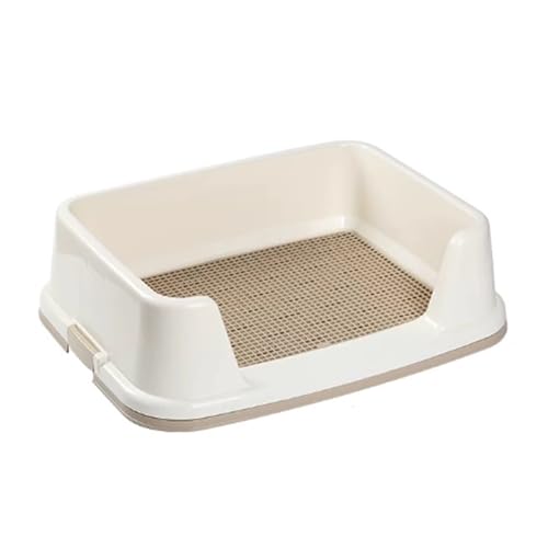 Hundetoilette, Halter für Hundetoiletten mit Hohen Wänden, Silikon Trainingswanne mit Rutschfesten Füßen, Haustiertoilette Aus Kunststoff(Beige,65cm) von RUHGKV