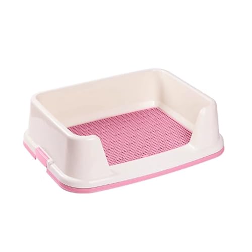 Hundetoilette, Halter für Hundetoiletten mit Hohen Wänden, Silikon Trainingswanne mit Rutschfesten Füßen, Haustiertoilette Aus Kunststoff(Pink,65cm) von RUHGKV