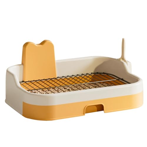 Hundetoilette, Indoor Toilette m Hohen Wänden, Trainingstoilette Aus Netzgewebe mit Schaufel, Unterlagehalter für Katzentoilette für Welpen, Kleine und Mittelgroße Hunde(Yellow) von RUHGKV
