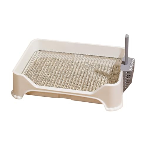 Hundetoilette, Indoor Welpentoilette, Netz Trainingstoilette mit Quadratischer Schaufel, Töpfchentrainer Welpen PIPI Pad Für Kleine und Mittelgroße Hunde mit Erhöhten Seiten(White) von RUHGKV