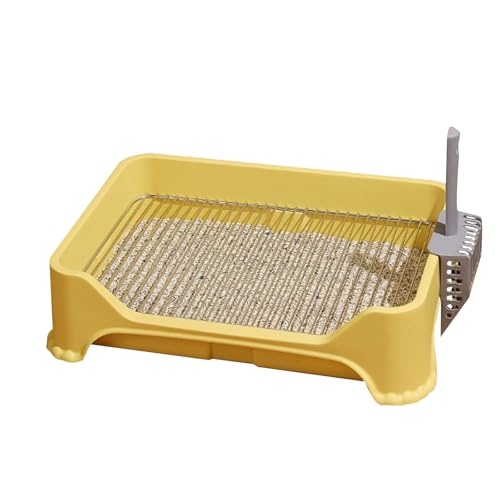 Hundetoilette, Indoor Welpentoilette, Netz Trainingstoilette mit Quadratischer Schaufel, Töpfchentrainer Welpen PIPI Pad Für Kleine und Mittelgroße Hunde mit Erhöhten Seiten(Yellow) von RUHGKV