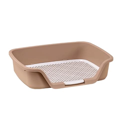 Hundetoilette Aus Kunststoff, 2 Lagiges System, Katzentoilette Aus Netzgewebe mit Unsichtbarem Griff, Indoor Toilette für Balkon und Wohnung(Brown) von RUHGKV