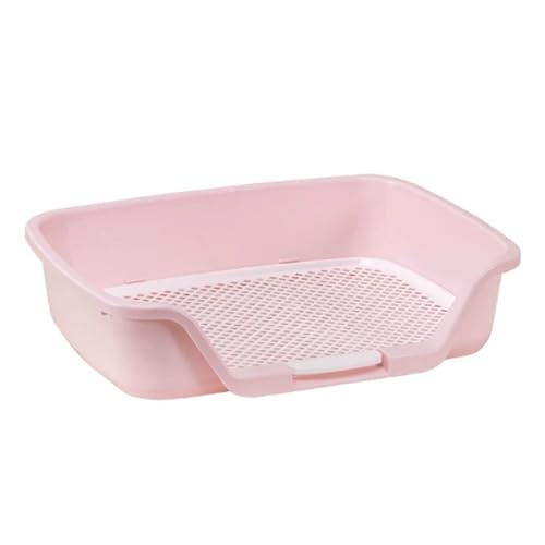 Hundetoilette Aus Kunststoff, 2 Lagiges System, Katzentoilette Aus Netzgewebe mit Unsichtbarem Griff, Indoor Toilette für Balkon und Wohnung(Pink) von RUHGKV