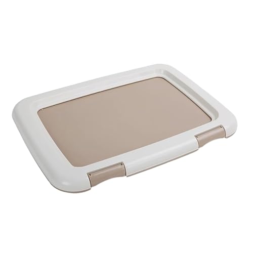 Hundetoilette mit Gitter, Abnehmbares Töpfchen, Welpen PIPI Pad mit Säule, Indoor PIPI für Kleine und Mittelgroße Hunde, Hochglanzpoliert(Beige,63cm) von RUHGKV