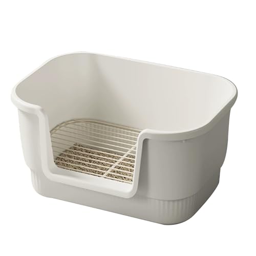Hundetoilette mit Hohen Wänden, Katzentoilette Aus Netzgewebe, Trainingstoilette mit Abnehmbarem Gitter, Indoor Toilette für Kleine und Mittelgroße Hunde(White) von RUHGKV
