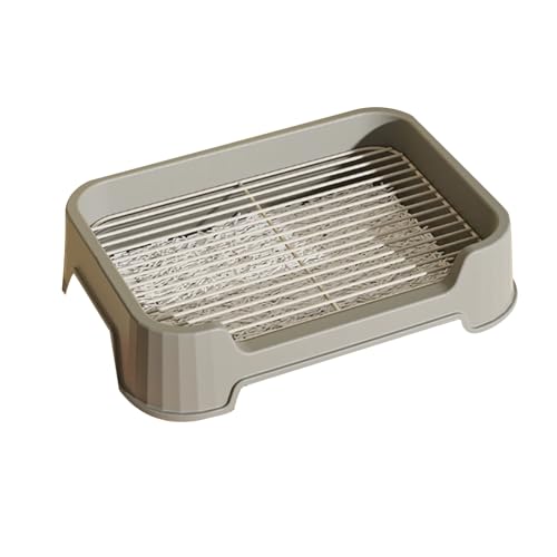 Hundetoilette mit Hohen Wänden, Netz Trainingswanne, Hundetoilette mit Schaufel, Indoor Hundetoiletten für Kleine und Mittelgroße Hunde, Katzen und Kaninchen mit Rutschfestem Boden(Gray) von RUHGKV