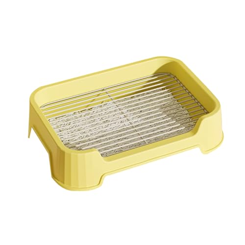 Hundetoilette mit Hohen Wänden, Netz Trainingswanne, Hundetoilette mit Schaufel, Indoor Hundetoiletten für Kleine und Mittelgroße Hunde, Katzen und Kaninchen mit Rutschfestem Boden(Yellow) von RUHGKV
