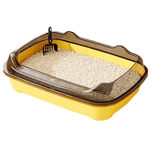 RUHGKV Katzentoilette, Eck Katzentoilette mit Streuschaufel, Katzentoilette Aus Kunststoff für Mehrere Kätzchen und Große Katzen(Yellow,47cm) von RUHGKV
