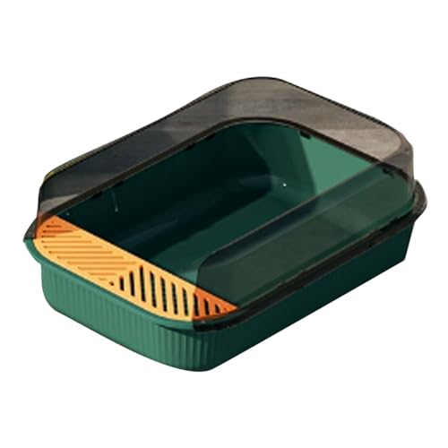 RUHGKV Katzentoilette, Katzentoilette Aus Kunststoff mit Hohen Seitenwänden, Katzentoilette mit Hohen Seitenwänden für Katzen, Kaninchen, Meerschweinchen(Green) von RUHGKV