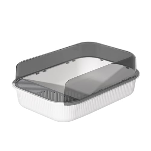 RUHGKV Katzentoilette, Katzentoilette Aus Kunststoff mit Hohen Seitenwänden, Katzentoilette mit Hohen Seitenwänden für Katzen, Kaninchen, Meerschweinchen(White) von RUHGKV