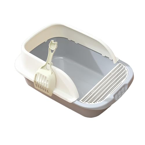 RUHGKV Katzentoilette, Katzentoilette mit Hohen Seitenwänden, Halbgeschlossene Katzentoilette für Mehrere Große Kätzchen(Gray,52cm) von RUHGKV