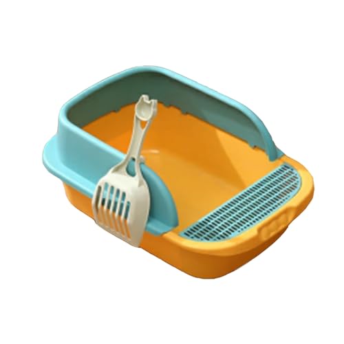 RUHGKV Katzentoilette, Katzentoilette mit Hohen Seitenwänden, Halbgeschlossene Katzentoilette für Mehrere Große Kätzchen(Yellow,52cm) von RUHGKV