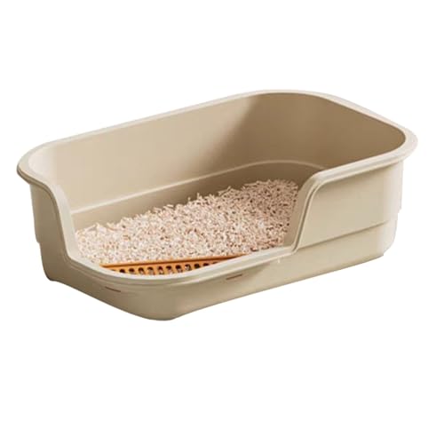 RUHGKV Katzentoilette, Leise Katzentoilette mit Hohem Seitengehäuse, Katzentoilette für Den Haushalt für Katzen Im Haus(Beige,42cm) von RUHGKV
