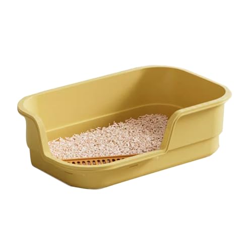 RUHGKV Katzentoilette, Leise Katzentoilette mit Hohem Seitengehäuse, Katzentoilette für Den Haushalt für Katzen Im Haus(Yellow,60cm) von RUHGKV