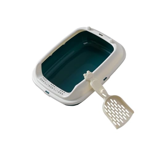RUHGKV Katzentoiletten, Katzentoilette Aus Kunststoff mit Streuschaufel, Auslaufsichere Katzentoilette für Große Hauskatzen(Blue) von RUHGKV