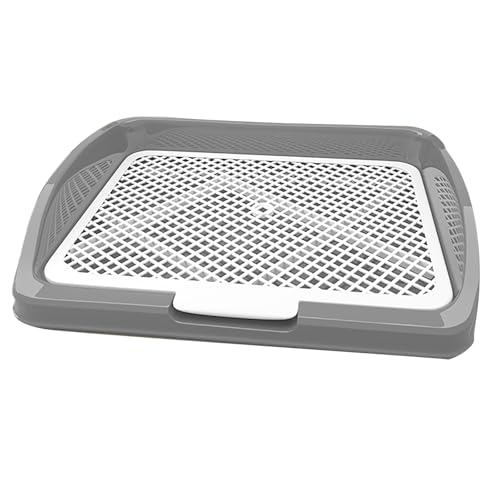 Tragbare Hundetoilette, Stilvolle Hundetoilette für Den Innenbereich, Netz Toilettentraining mit Abnehmbarem Pfosten, Quadratische Schale für Welpen und Kleine Hunde(Gray,65cm) von RUHGKV