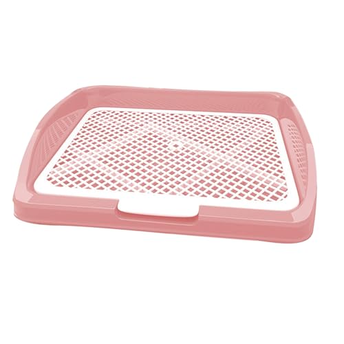 Tragbare Hundetoilette, Stilvolle Hundetoilette für Den Innenbereich, Netz Toilettentraining mit Abnehmbarem Pfosten, Quadratische Schale für Welpen und Kleine Hunde(Pink,48cm) von RUHGKV