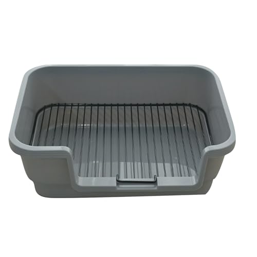 Welpentoilette, Hundetoilette mit Niedrigem Einstieg, Hundetoilette Aus Netzgewebe mit Hohen Wänden, Quadratische Hundetoilette für Drinnen und Draußen(Gray) von RUHGKV