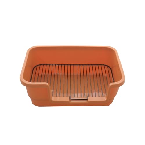 Welpentoilette, Hundetoilette mit Niedrigem Einstieg, Hundetoilette Aus Netzgewebe mit Hohen Wänden, Quadratische Hundetoilette für Drinnen und Draußen(Orange) von RUHGKV