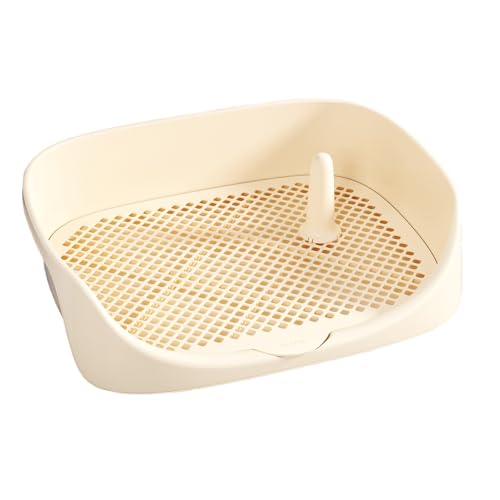 Welpentoilette, Raise The Fence Haustiertoilette, Netz Trainingswanne mit Abnehmbarem Gitter, Hundetoilette für Kleine und Mittelgroße Hunde Langlebig und Haustiersicher(Beige,40cm) von RUHGKV