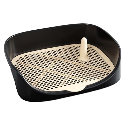 Welpentoilette, Raise The Fence Haustiertoilette, Netz Trainingswanne mit Abnehmbarem Gitter, Hundetoilette für Kleine und Mittelgroße Hunde Langlebig und Haustiersicher(Black,48cm) von RUHGKV