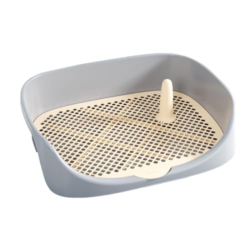 Welpentoilette, Raise The Fence Haustiertoilette, Netz Trainingswanne mit Abnehmbarem Gitter, Hundetoilette für Kleine und Mittelgroße Hunde Langlebig und Haustiersicher(Gray,48cm) von RUHGKV