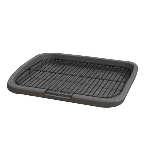 Welpenunterlagen, Hundetoilette für Den Innenbereich, Quadratische Katzentoiletten mit Gitter, Trainingstoiletten Halter für Kleine und Mittelgroße Hunde, Leicht Zu Reinigen(Gray,65cm) von RUHGKV