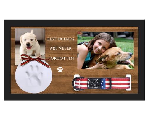 RUIAN Gedenkbox für Hunde, Gedenkgeschenk für den Verlust eines Hundes mit Hundepfotenabdruck-Set, Andenken, Haustierhalsband, Rahmen, Gedenken, Beileidsgeschenk, Hund oder Katze, Tribut, Andenken, von RUIAN