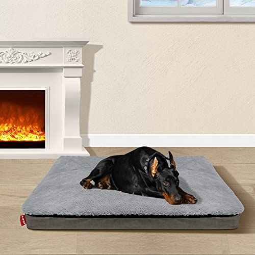 Großes beruhigendes Hundebett, Plüsch, Katzenbett, waschbar, kühlendes Bett, Matratze, orthopädisches flaches Hundebett mit abnehmbarem Bezug, Hundebox-Matratze, Hundekissen von RUIBEI