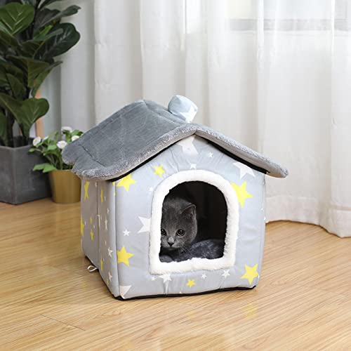 Weiches warmes Hundebett für Hunde und Katzen, kuscheliges Plüsch-Iglu-Haustierhaus, faltbar, für Welpen, Kätzchen, Schlafnest, Anti-Angst, Katzen, Hundehöhle, Haustierbett, maschinenwaschbar von RUIBEI