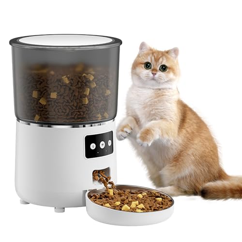 Automatischer Futterspender für Katzen, 4 l, automatischer Futterspender für Hunde, mit programmierbarem Timer, Futterspender für Katzen/Hunde (Weiß + WLAN) von RUICUBEI
