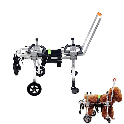 Hunde-Rollstuhl, verstellbarer 4-Rad-Haustier-Rollstuhl mit Griff für kleine und mittelgroße Katzen/Hunde, Hunderollstuhlwagen für Vorderbein-Arthritis, schwache Gliedmaßen (XXS) von RUIFAR