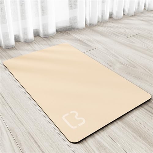 Haustier Teppich Futtermatte für Haustiere Hunde Tischset für Futter und Wassernapf Keine Flecken Schnell Trocknend Saugfähige Matte Pet Dog Wasserspendermatten (Beige,50x80cm) von RUILBJM