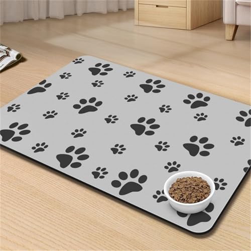Haustier-Tischsets für Kätzchen und Welpen,Fleckenfrei Schnelltrocknend Saugfähig,Hundefutternapf Unterlagen,Tischsets für Katzen und Hundetränken,Gummirückseite (Grau 2,50x80cm) von RUILBJM