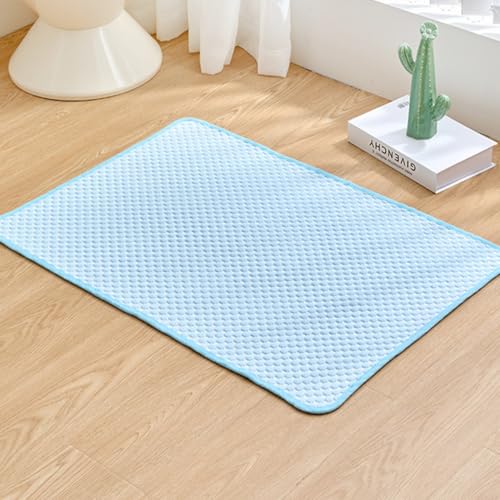 RUILBJM Sommer Kühlkissen Haustiere Tragbares Kühlkissen Haushalt im Auto Atmungsaktive Isomatte Matratze Pet Rug Katzennapfmatte Hundehüttenkäfig für Kaninchen Meerschweinchen (Blau,70cm×50cm) von RUILBJM
