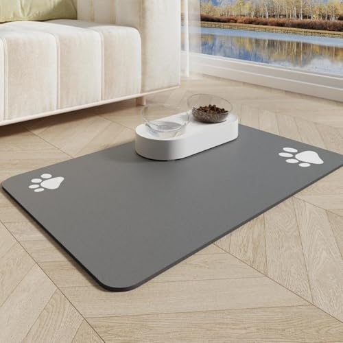 Tischset für Haustiere,Hundefutternapf-Unterlage,Futtermatte für Katzen,Katzen und Hunde Trink- und Fütterungsmatte,Futterspender-Pads für Haustiere,Gummirücken Teppich (Grau,50x80cm) von RUILBJM