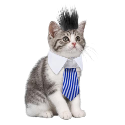 Halloween-Kostüm Hund,Hundehalsband,Hundekatzenhalsband Einstellbare Hundekatzenfliege Hochzeitsfliege,Einstellbare lustige Kopfbedeckung Kostüme für Katzen und kleine Hunde Perückenfliege Set von RUIXIA